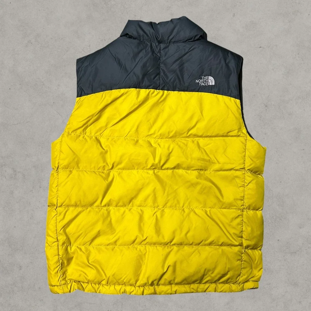 The North Face Nuptse 700 Puffer Vest Mens Large Yellow Black Down Insulated
